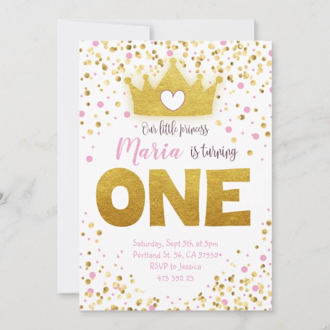 Invitación al cumpleaños de Princesa Confetti de O (Anverso)