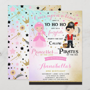 Invitación al cumpleaños de Princesa y Pirata