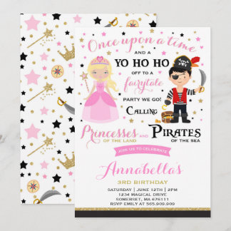 Invitación Al Cumpleaños De Princesa Y Pirata