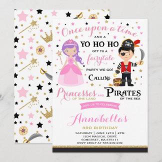 Invitación al cumpleaños de Princesa y Pirata