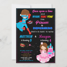 Invitación al cumpleaños de Princesa y Superheroín
