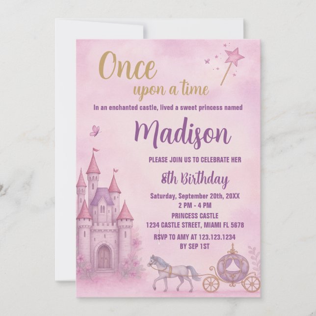 Invitación al cumpleaños de Princess (Anverso)