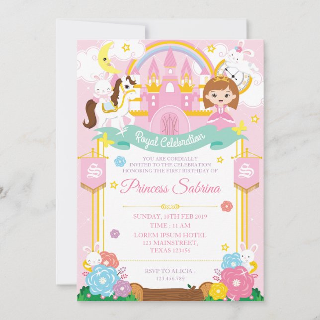 Invitación al cumpleaños de Princess (Anverso)
