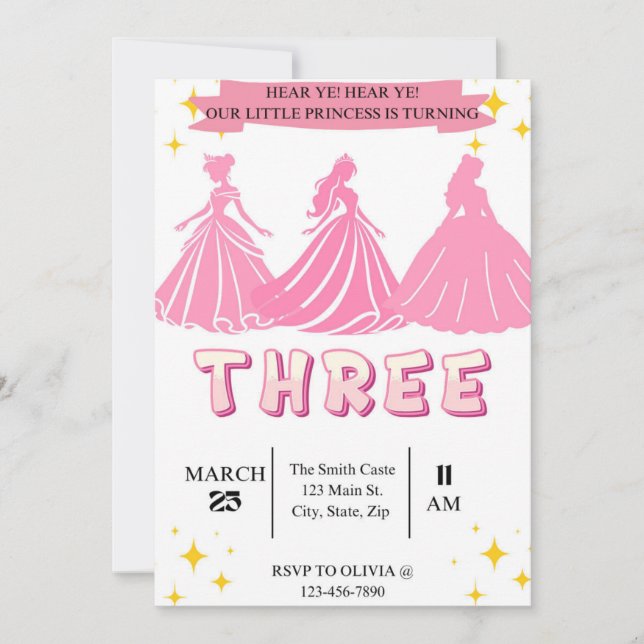 Invitación al cumpleaños de Princess (Anverso)
