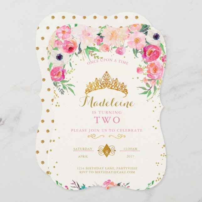 Invitación al cumpleaños de Princess (Anverso / Reverso)