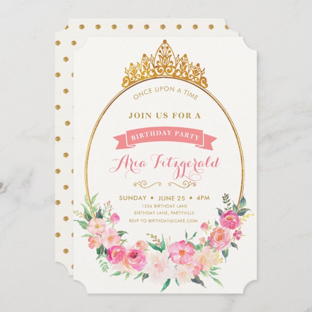 Invitación al cumpleaños de Princess (Anverso / Reverso)