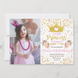 Invitación al cumpleaños de Princess Pink Gold Con