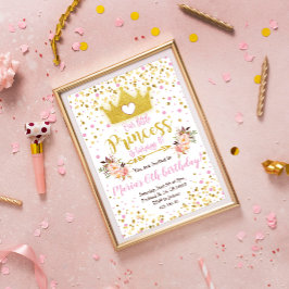 Invitación al cumpleaños de Princess Pink Gold Con