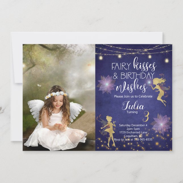 Invitación al cumpleaños de Purple Fairy (Anverso)