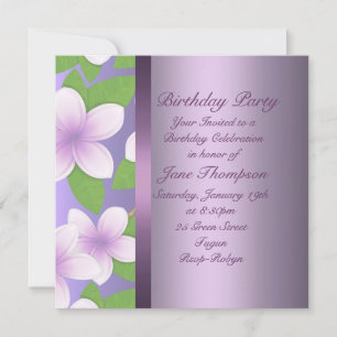 Invitación al cumpleaños de Purple Frangipani