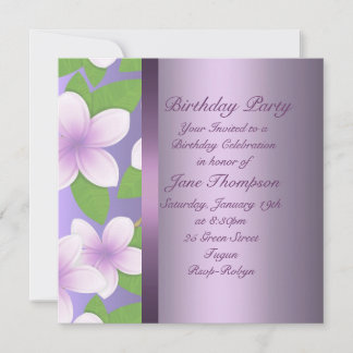 Invitación al cumpleaños de Purple Frangipani