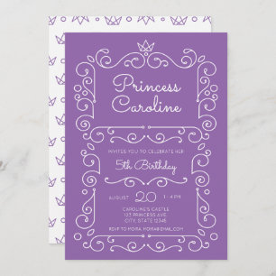 Invitación al cumpleaños de púrpura Princesa Despl