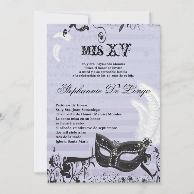 Invitación al cumpleaños de Quinceanera durante la (Anverso)