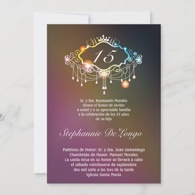 Invitación al cumpleaños de Quinceanera Girly Crow (Anverso)