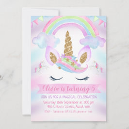 Invitación al cumpleaños de Rainbow Unicorn Chicas