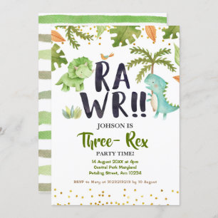 Invitación al cumpleaños de Rawr Dinosaur