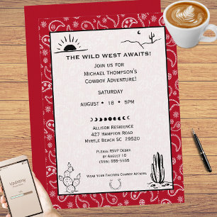 Invitación al cumpleaños de Red Bandana Western Co