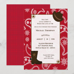 Invitación al cumpleaños de Red Bandana Western Co