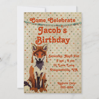 Invitación al cumpleaños de Red Fox Retro