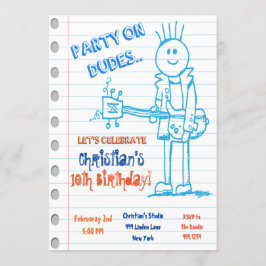 Invitación al cumpleaños de Rock Star Guitar Doodl