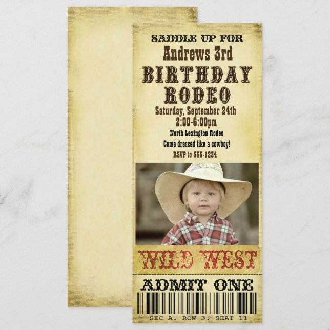 Invitación al cumpleaños de Rodeo (Anverso / Reverso)
