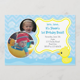 Invitación al cumpleaños de Rubber Ducky con dos f
