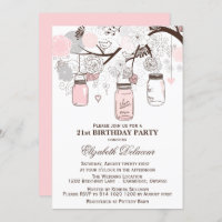Invitación al cumpleaños de Rubor Pink and Grey Ma