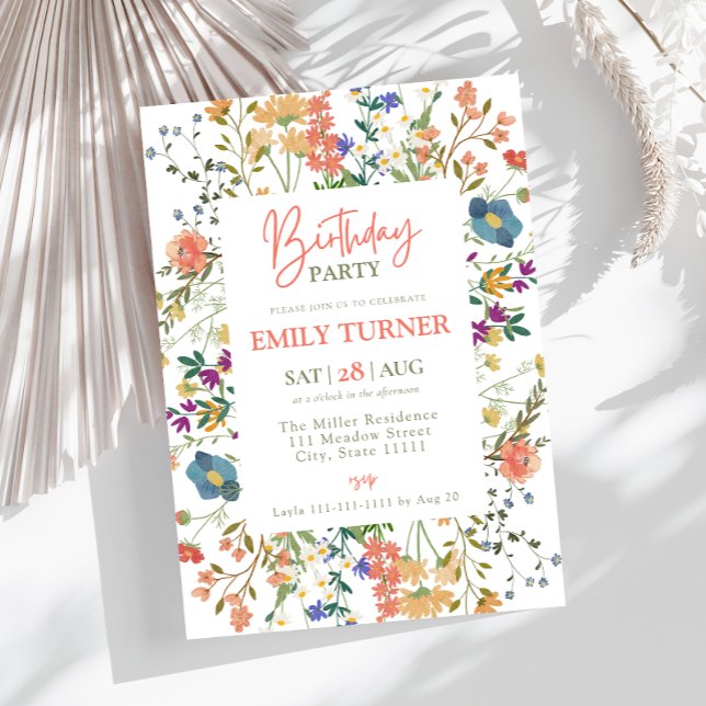 Invitación al cumpleaños de Rubor Wildflower (Subido por el creador)