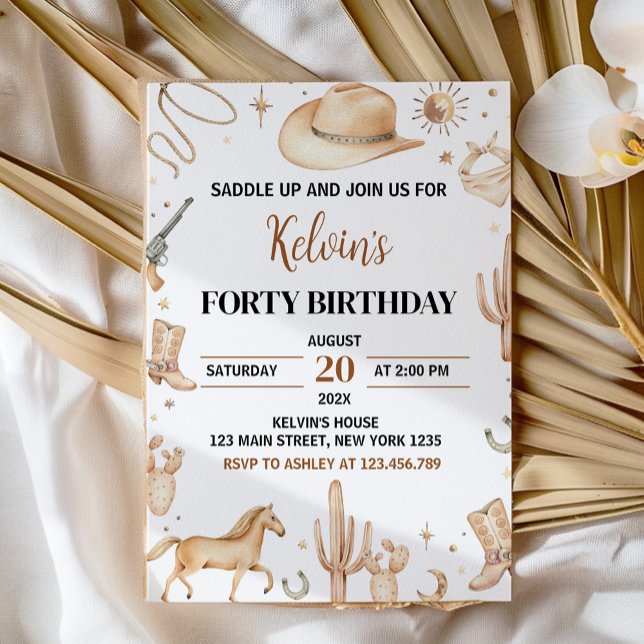 Invitación al cumpleaños de Saddle Up Boho Rodeo (Subido por el creador)