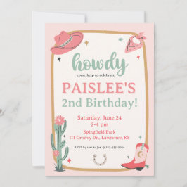 Invitación al cumpleaños de Saddle Up Girly Cowboy