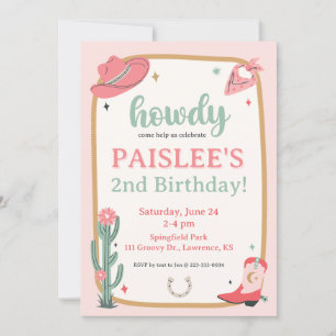 Invitación al cumpleaños de Saddle Up Girly Cowboy