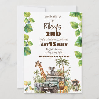 Invitación al cumpleaños de Safari