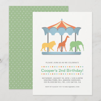 Invitación al cumpleaños de Safari Carousel
