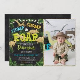 Invitación al cumpleaños de Safari Dinosaur con fo