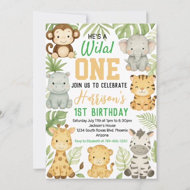 Invitación al cumpleaños de Safari editable (Anverso)