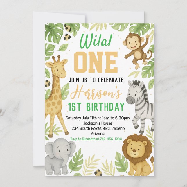 Invitación al cumpleaños de Safari editable (Anverso)