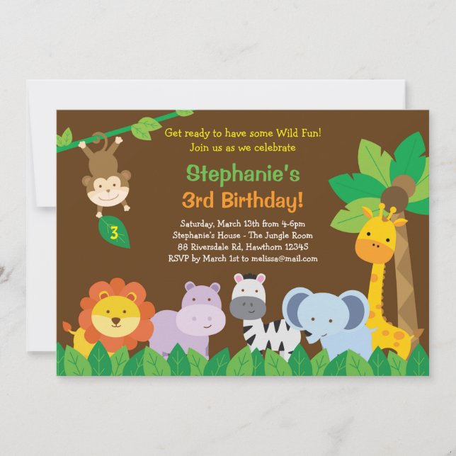 Invitación al cumpleaños de Safari/Invitación de S (Anverso)