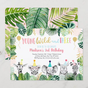 Invitación al cumpleaños de Safari, joven y salvaj