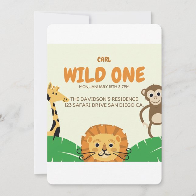 Invitación al cumpleaños de Safari para niños (Anverso)