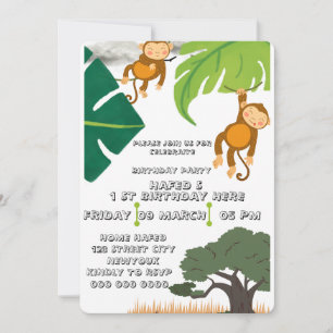 Invitación al cumpleaños de Safari, salvaje niño d