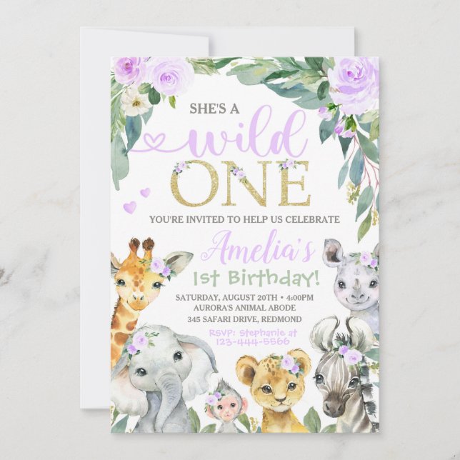 Invitación al cumpleaños de Safari, Wild One Invit (Anverso)
