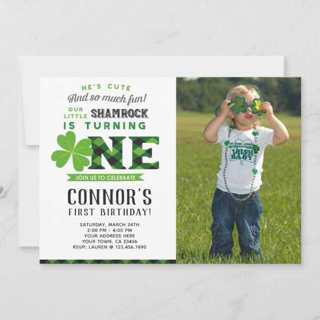 Invitación al cumpleaños de San Patricio con foto (Anverso)