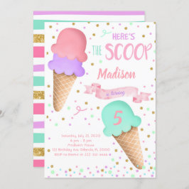 Invitación al cumpleaños de Scoop Purpurina Ice Cr