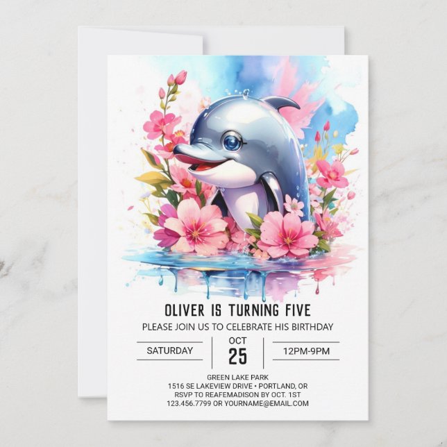 Invitación al cumpleaños de Sea Dolphin (Anverso)