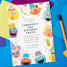 Invitación al cumpleaños de Sesame Street Pals Con
