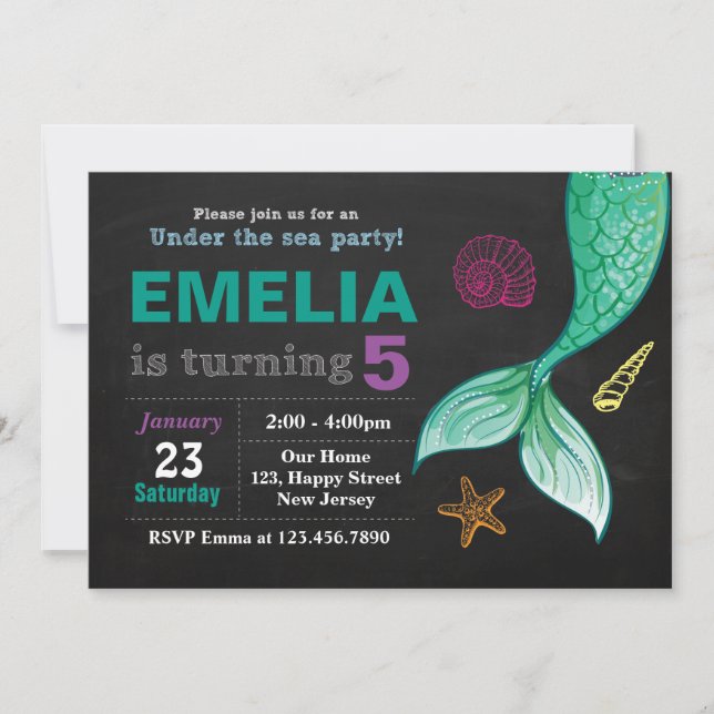 Invitación al cumpleaños de Sirena (Anverso)