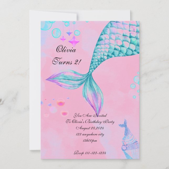 Invitación al cumpleaños de Sirena (Anverso)