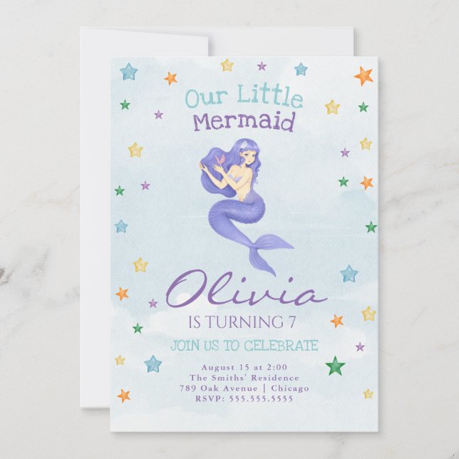 Invitación al cumpleaños de Sirena (Anverso)