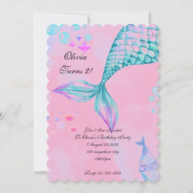 Invitación al cumpleaños de Sirena (Anverso)