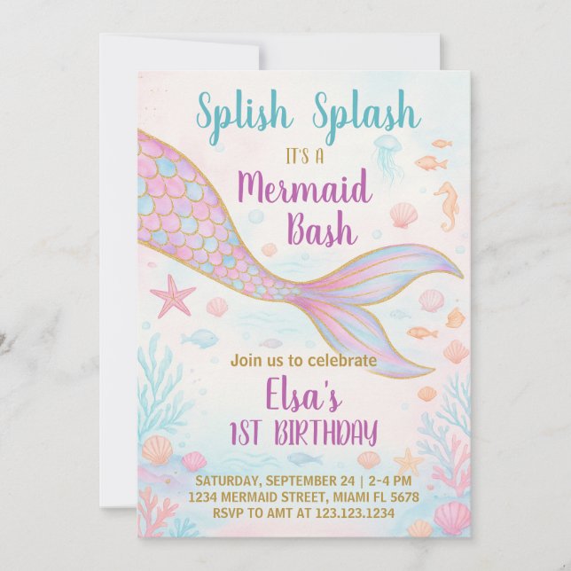 Invitación al cumpleaños de Sirena (Anverso)